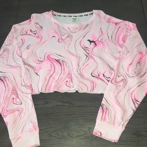 VS PINK CROPPED PULLOVER SWEATSHIRT